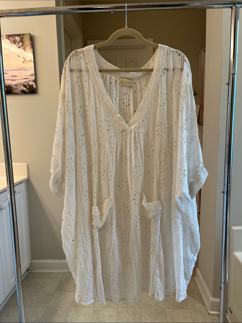 Beautiful White Eyelet V-Neck Women’s Dress - Mes Demoiselle